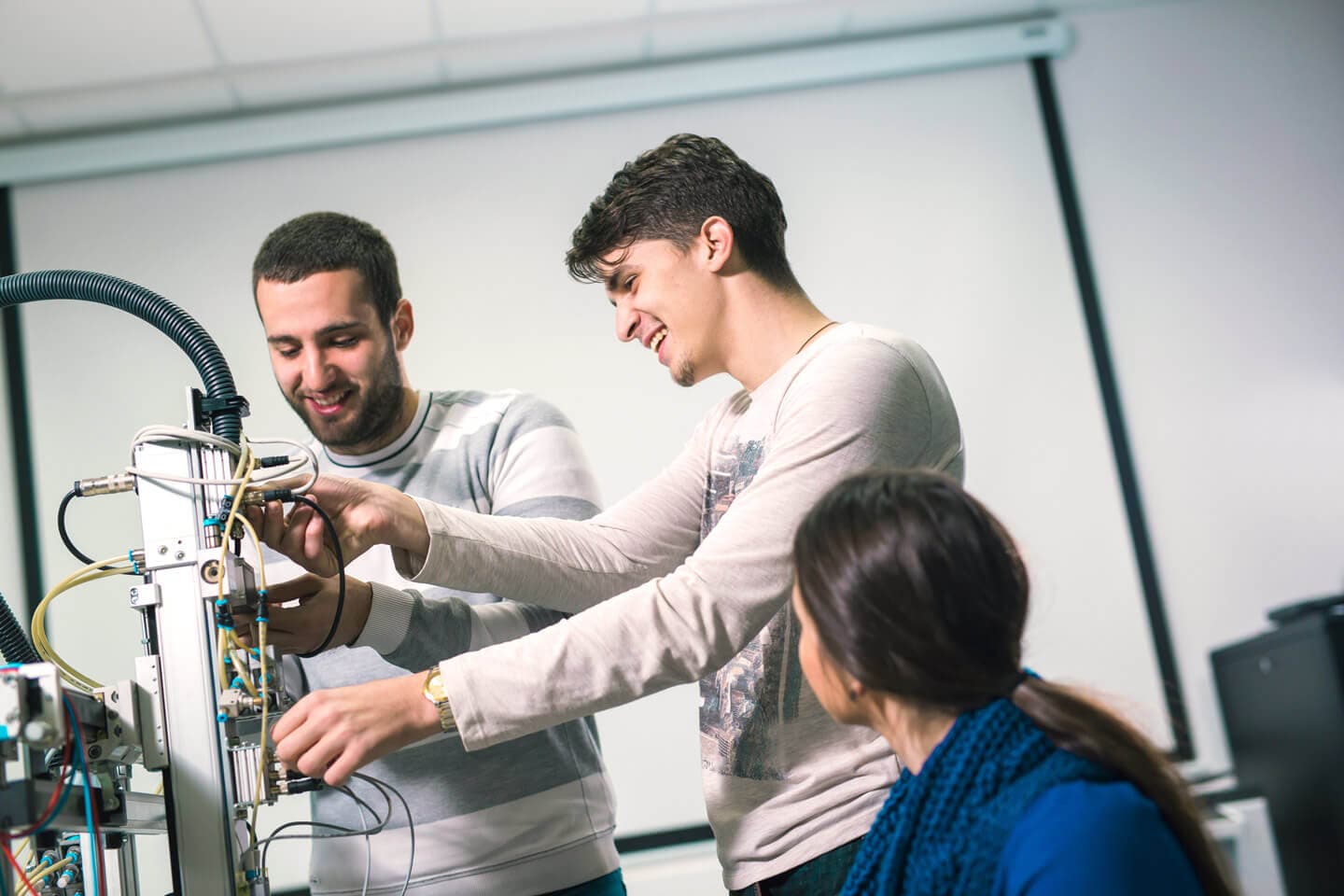 engineering students in lab