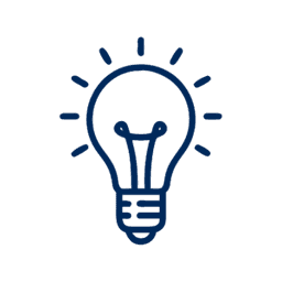 Two-tone green icon of a lightbulb.