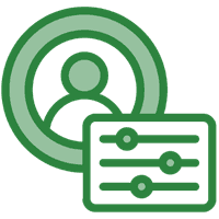 Green icon of a professional profile.