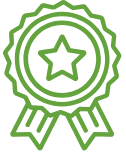 Green icon of an award badge.