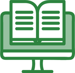 Green icon of a training course library.