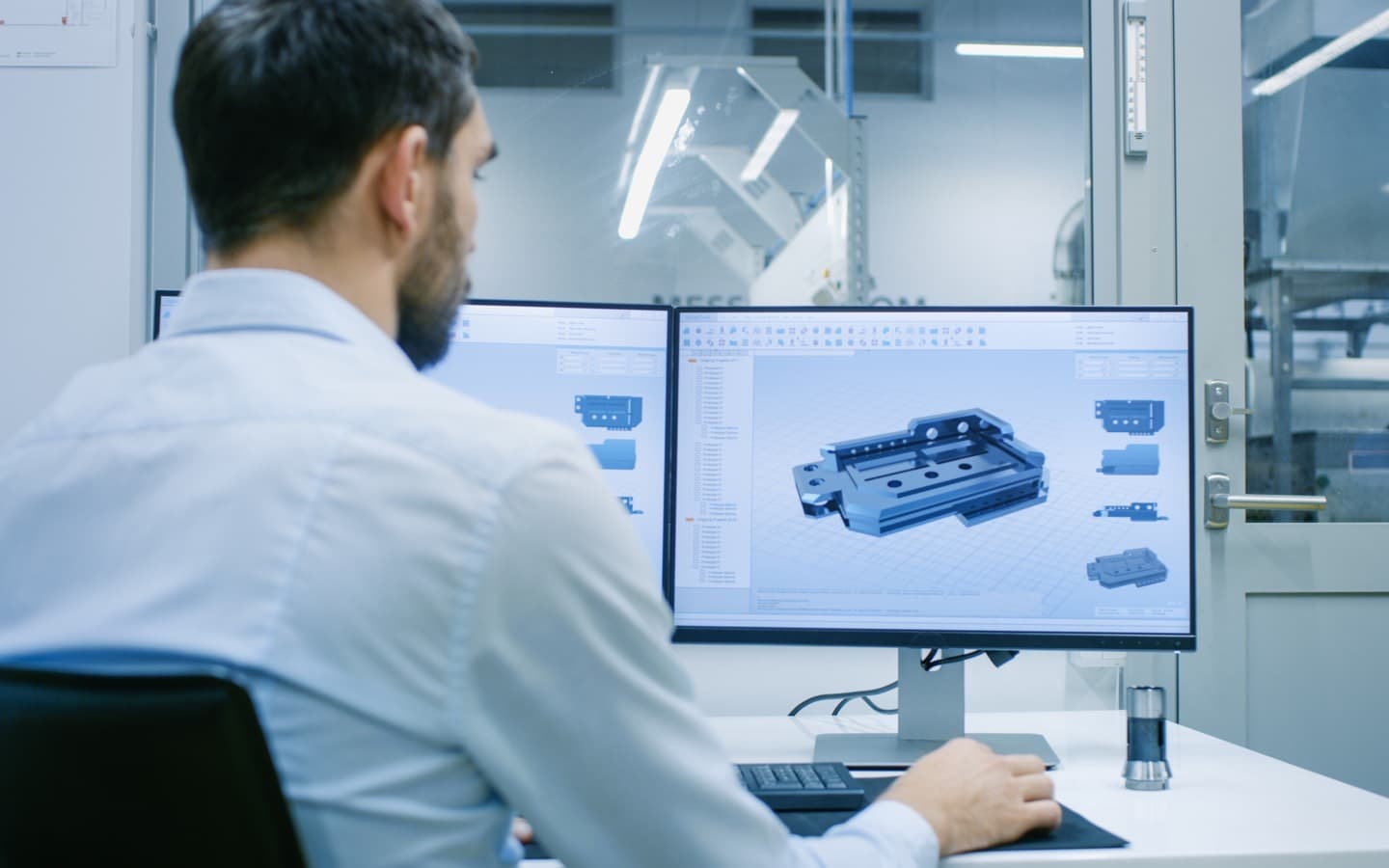 Engineer working in SOLIDWORKS.
