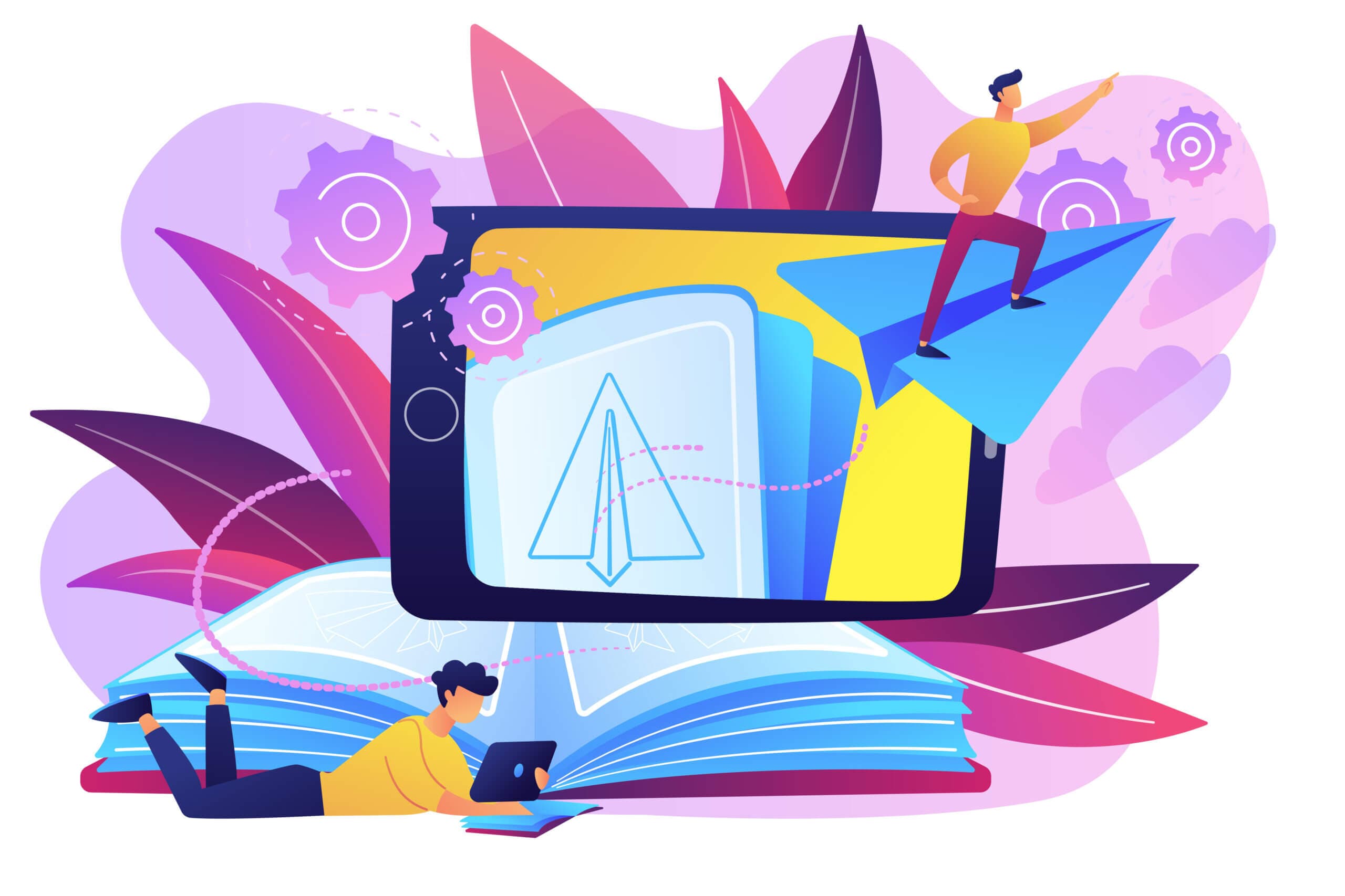 Augmented reality books concept vector illustration.