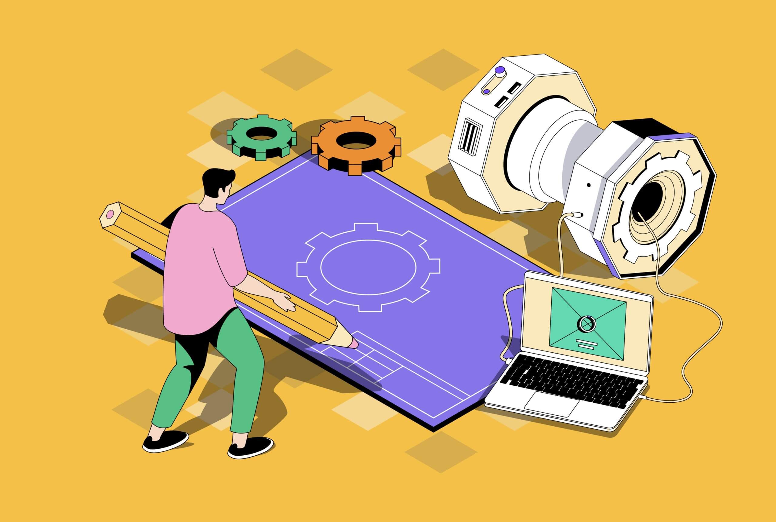 Development concept in 3d isometric design