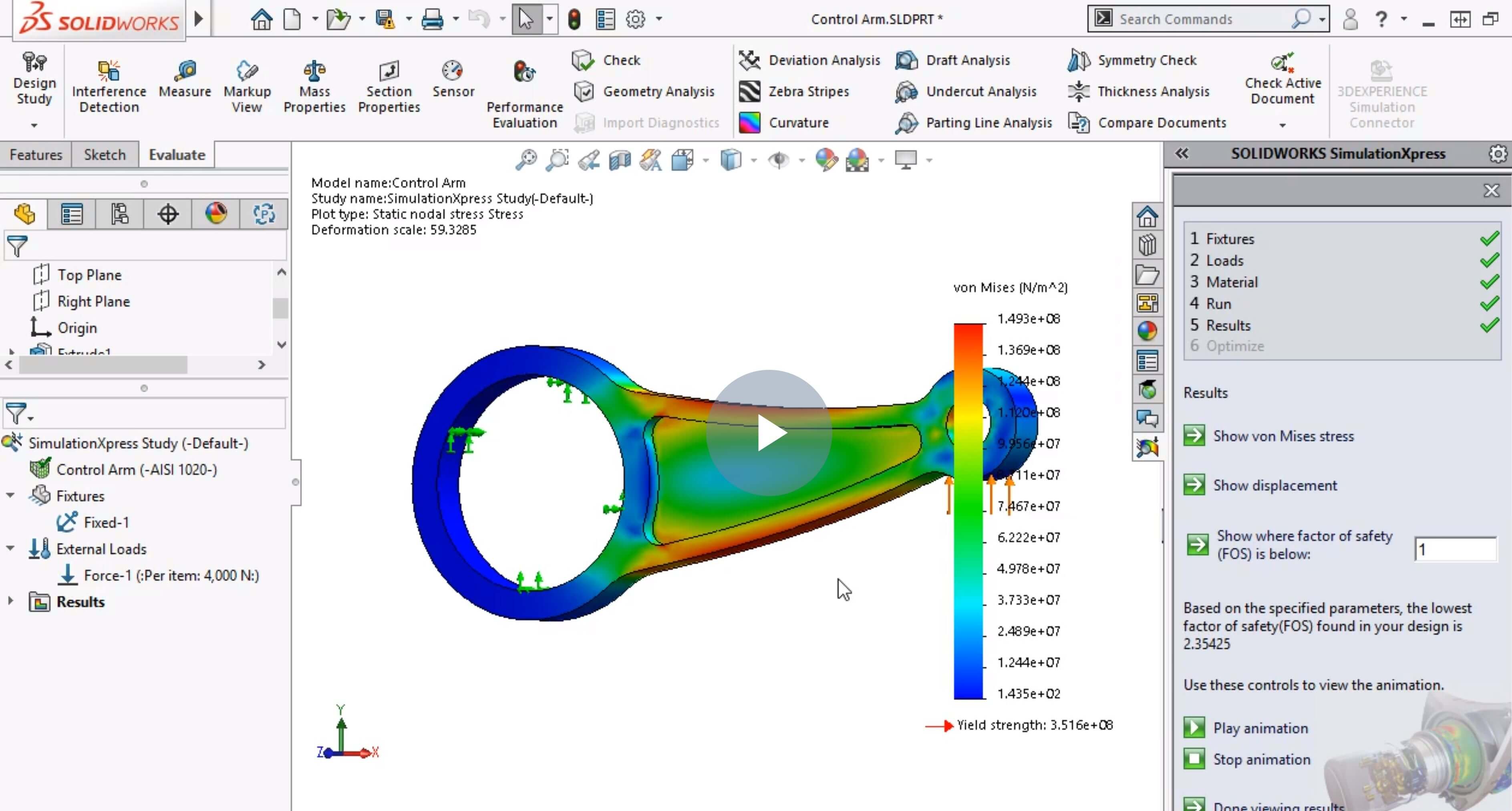 Stress Analysis with SOLIDWORKS SimulationXpress