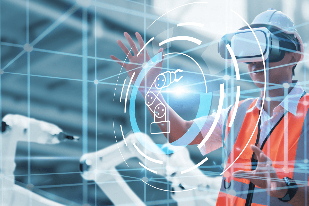 Worker using VR in engineering