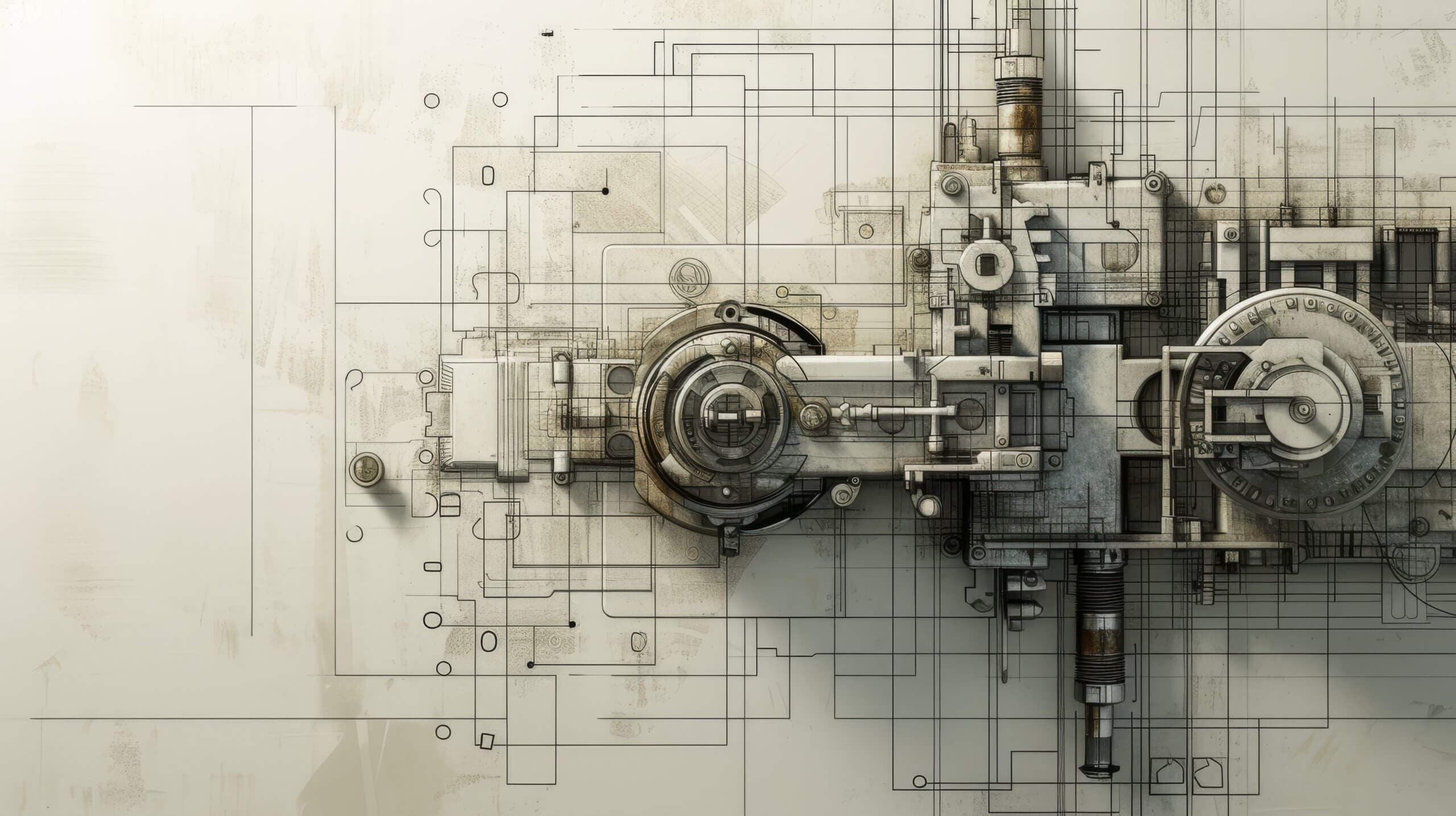 Industrial Engineering Blueprint with Mechanical Details