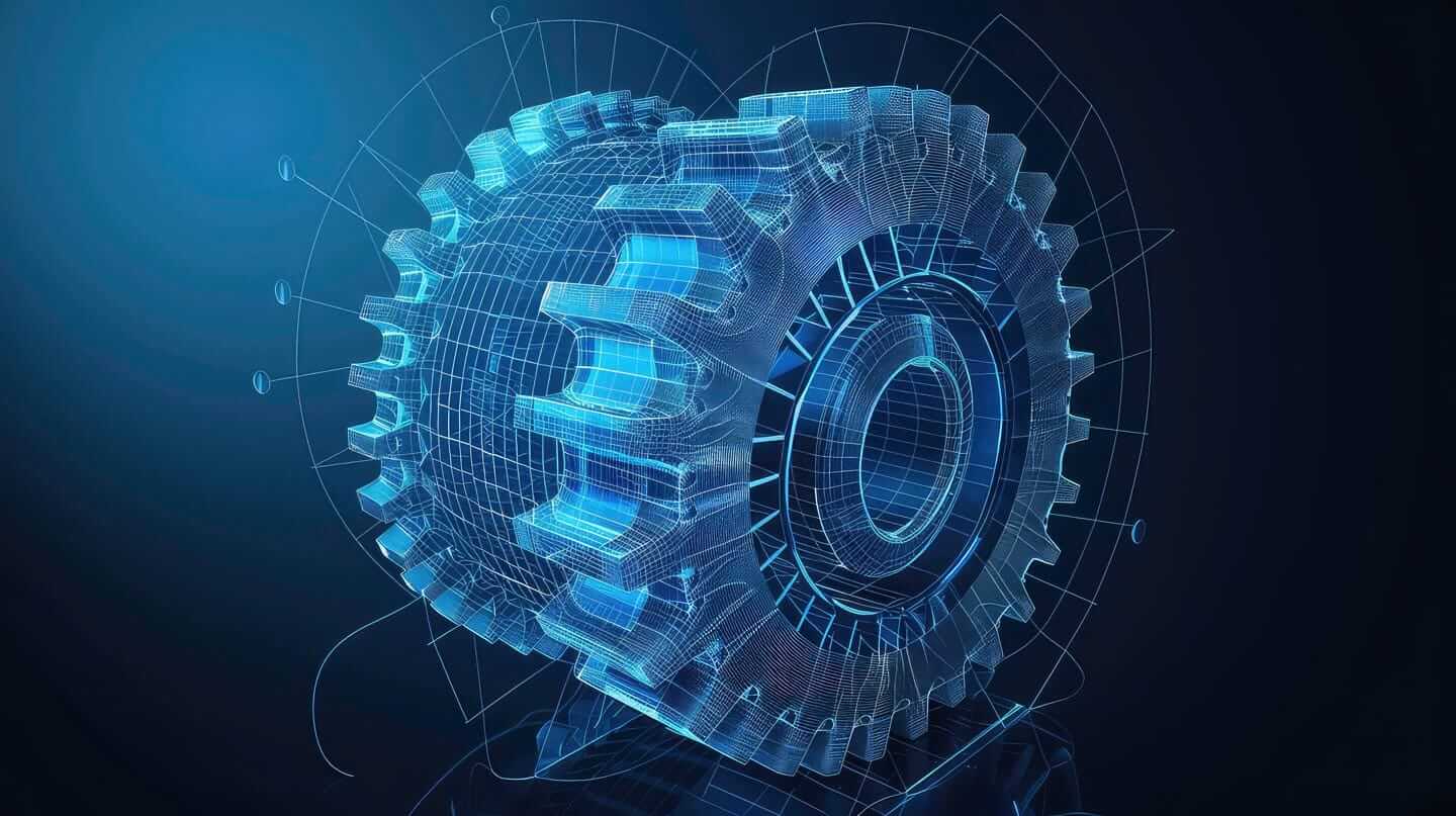 engineering wireframe of gear assembly