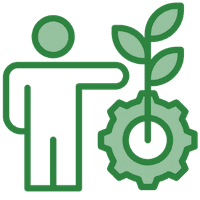 Two-tone green icon of an upward growth chart.