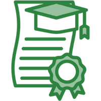 Two-tone green icon of a resume document.