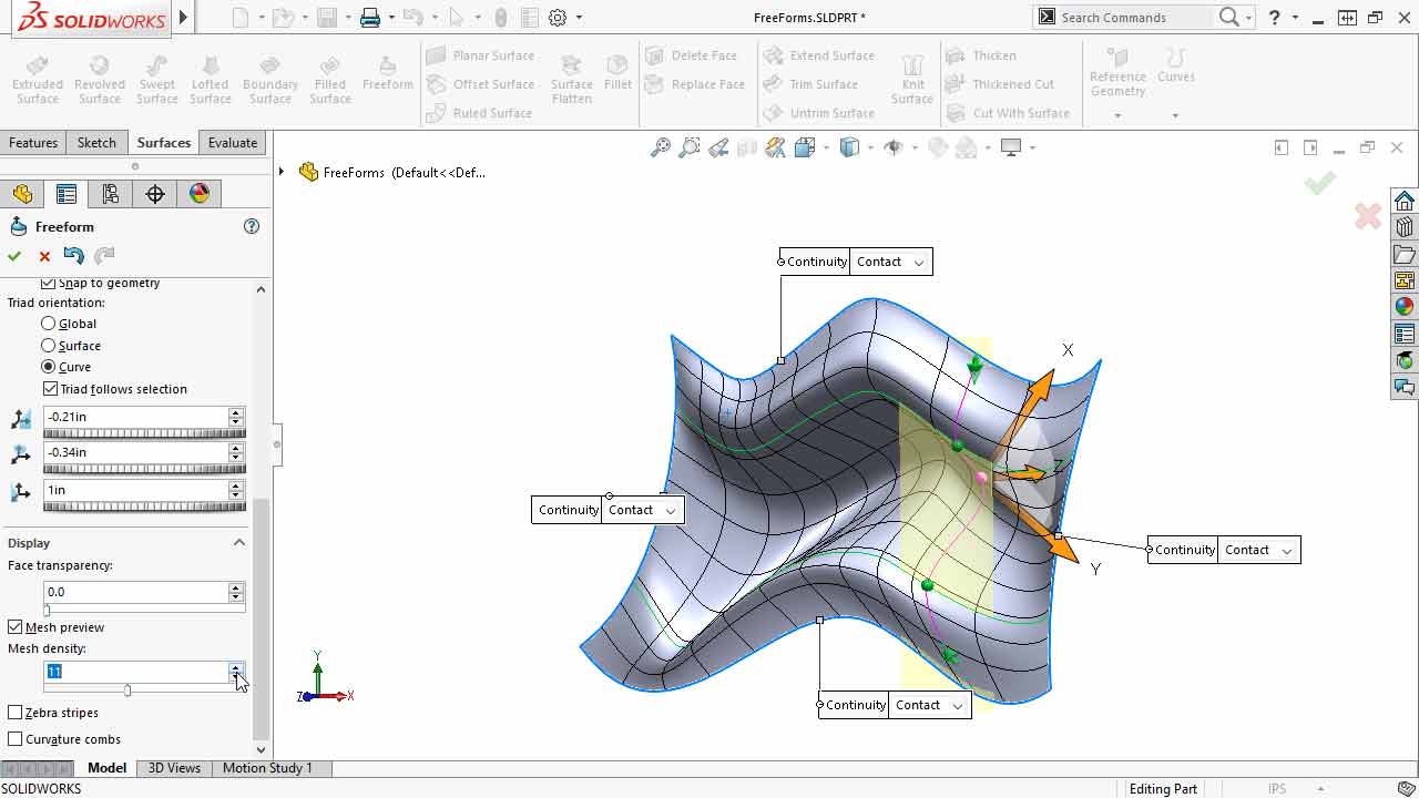 modifying solidworks surfaces