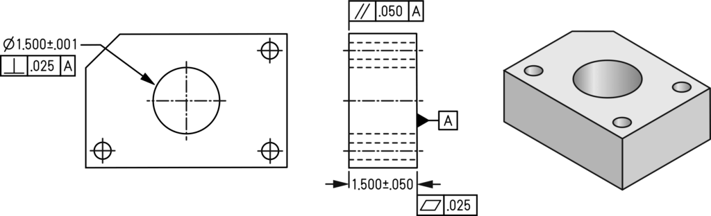 Figure 1. There are a variety of loose and tight tolerances on this drawing which clearly convey where precision manufacturing is required, and where it isn’t. Units are in inches. Note: This is not a complete engineering drawing. 