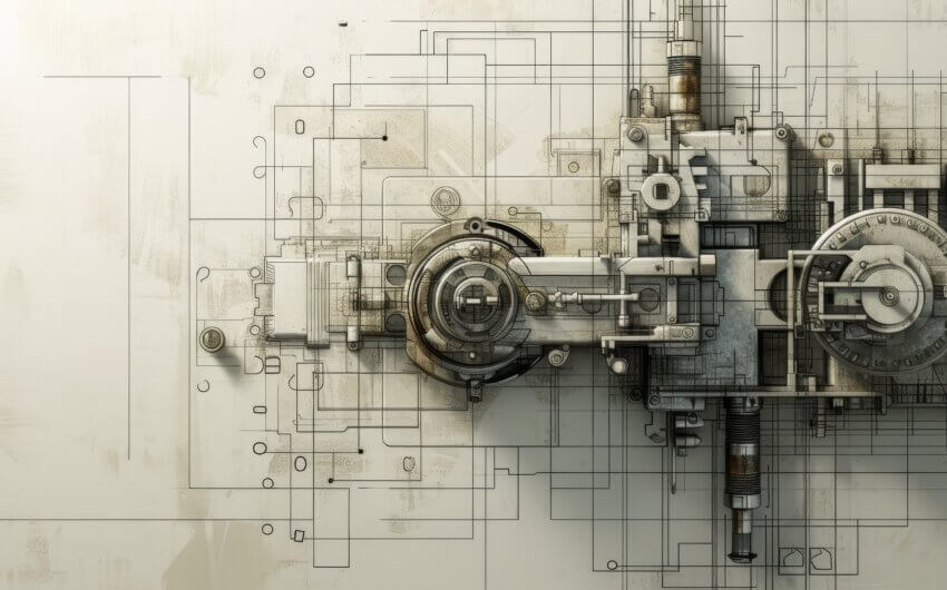 Industrial Engineering Blueprint with Mechanical Details