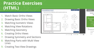 Nine interactive spatial visualization practice activity showing 3D shape manipulation.