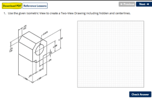 Interactive spatial visualization practice activity showing 3D shape manipulation.